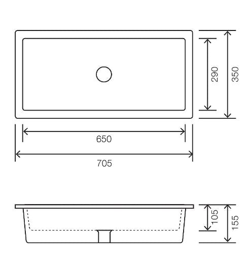 Kudos 705 x 350 undermount basin