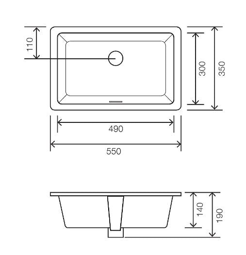 Eneo 550 x 350 undermount basin