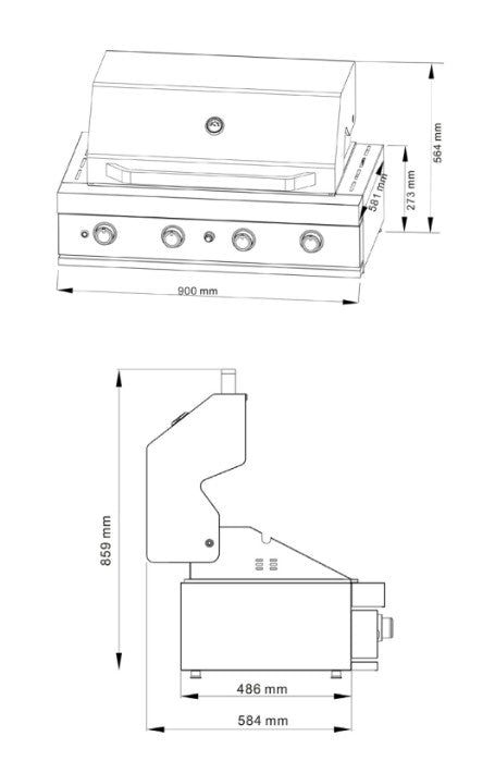 Euro 4 Burner Built-in & Hood Barbeque