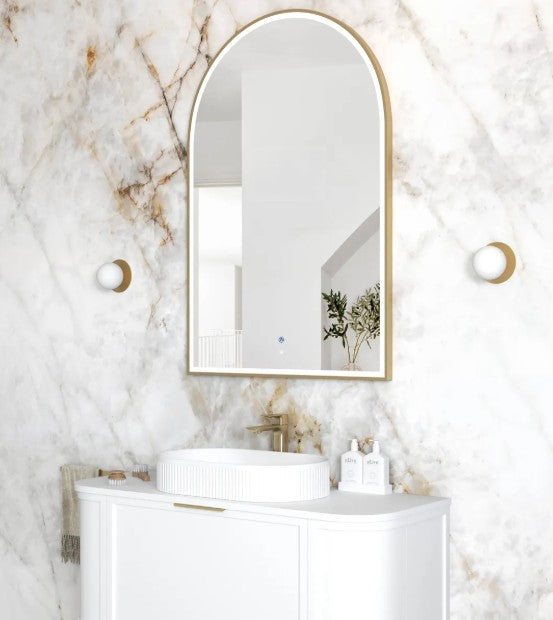 Arch 1200(H)x800(W) Gold Metal Frame LED Mirror