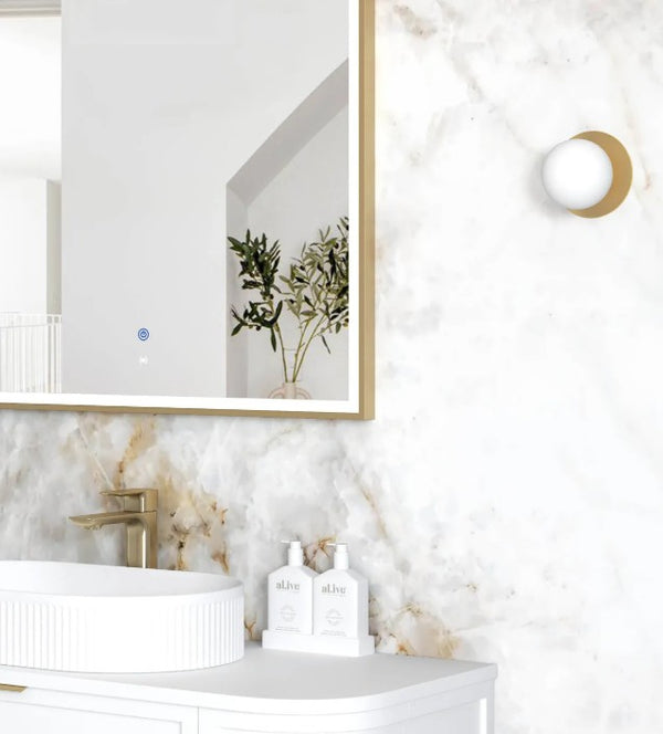 Arch 1200(H)x800(W) Gold Metal Frame LED Mirror
