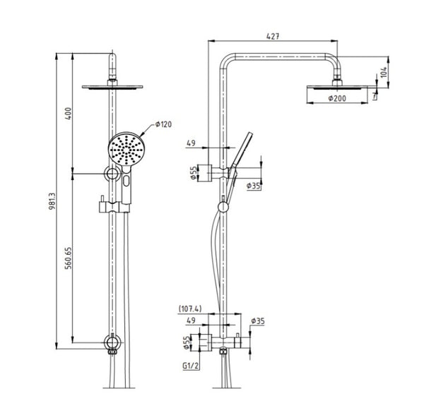 Gillian Full Twin Shower Set- Bottom or Top Inlet( 6 colours)
