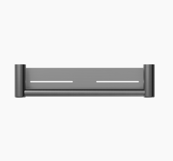MECCA Care Gun Metal Grab rail With Shelf 300/450mm