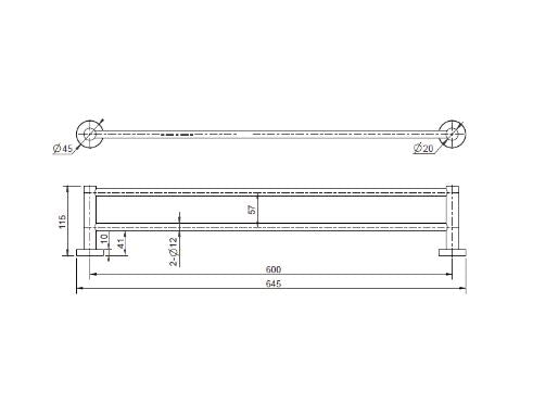 Round Mini 600mm Brushed Brass Double Towel Rail
