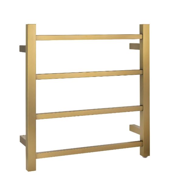 Cubo Brushed Gold 500 Square 4 Bar Heated Towel Rail