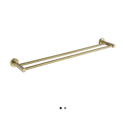 Round Mini 600mm Brushed Brass Double Towel Rail