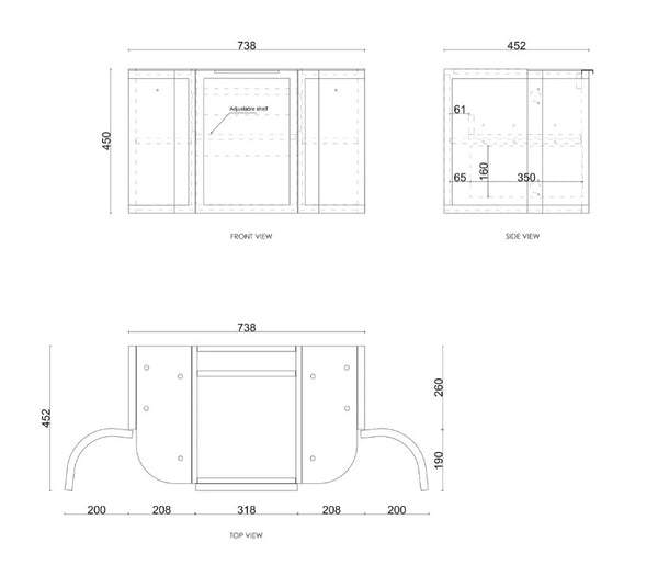 Black Hampshire 600mm-1800mm Wall Hung Vanity