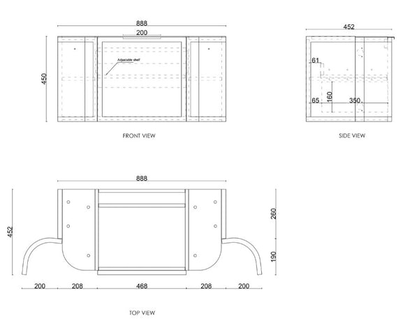 Black Hampshire 600mm-1800mm Wall Hung Vanity
