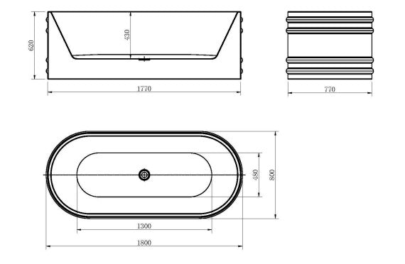 Isabel 1800mm Matte White Bath