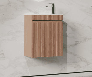 Lina 460 Timber Oak Fluted Wall Hung Vanity