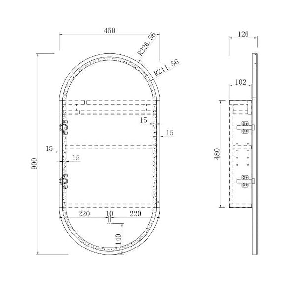 Oval Matte White 450 LED Mirror Cabinet