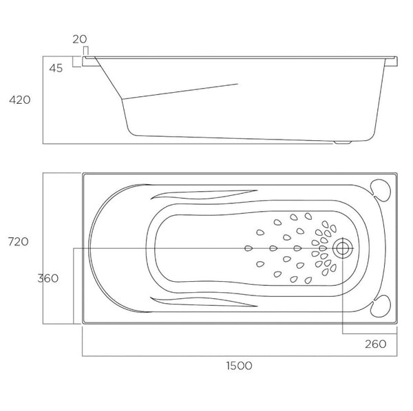 Mina Insert Bath 1500-1800mm