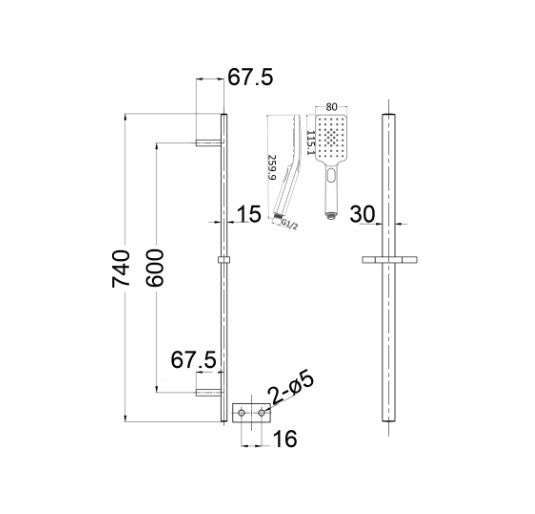 Cresta Shower Rail ( 5 Colours)