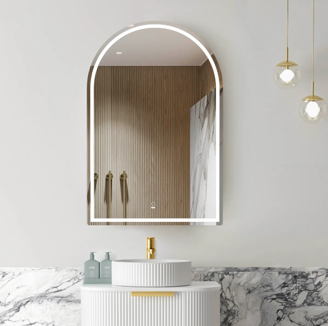 Arch Natural Oak 600 LED Mirror Cabinet