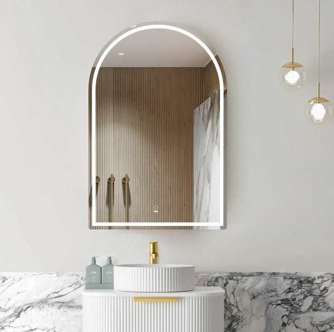 Arch Natural Oak 600 LED Mirror Cabinet