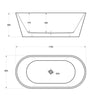 Oval 1700 Bath Black & White