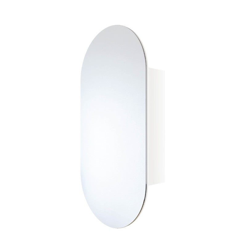 Oval 500 x 1000 Matte White Mirror Cabinet
