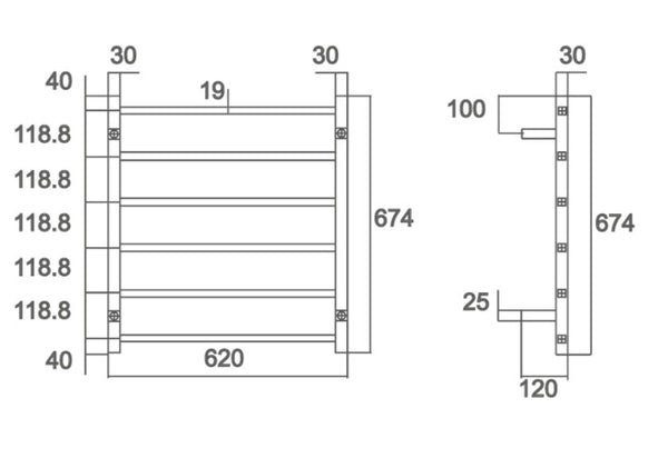 Cubo 620 x 674mm Towel Ladder- Non Heated ( 2 Colours)