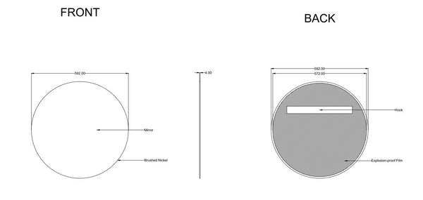 600/ 800mm Round Brushed Nickel Framed Mirror (Copy)