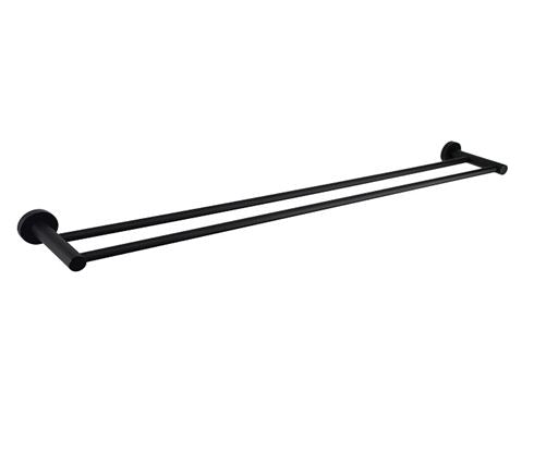Round Mini 750mm Double Towel rail- Matte Black
