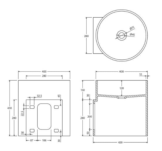 Livo430 x 400  Cast Stone Wall Basin