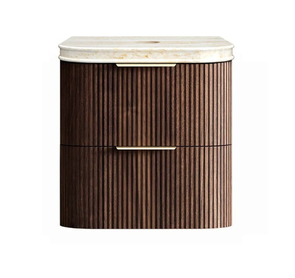 Havana Fluted 600mm-1800mm Sable Walnut Wall Hung Curve Vanity