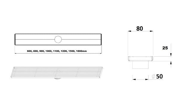 Matt Black Tile insert 1800mm Shower Grate