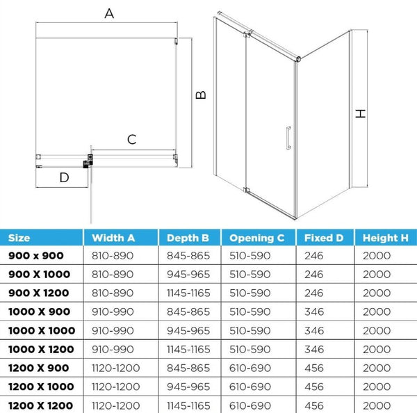 Linear II Chrome Semi Frameless Showerscreen