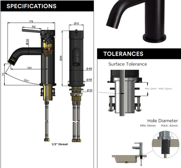 Meir - Round Basin Mixer Curved