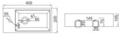 Vamp 400 x 200 Wall Hung Basin ( LH/ RH)