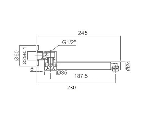 Vola 245mm Swivel Wall Spout