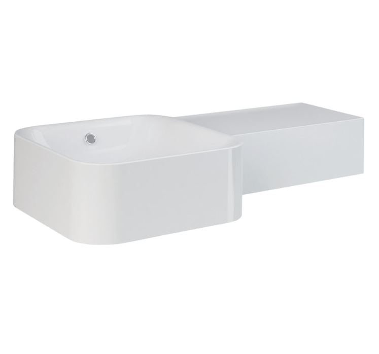 Petit 765 x 355 Square Wall Basin, Right Edge, No Tap Hole