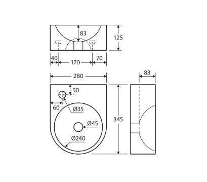 Junior 280 x 345 Wall Basin