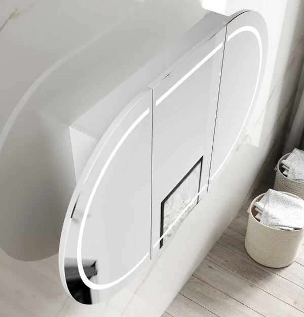 Chloe Matte White Curved 1200 LED Mirror Cabinet