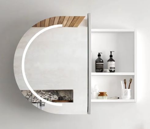 Chloe Matte White Curved 900 LED Mirror Cabinet