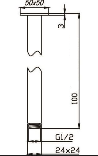 100mm Square Ceiling Arm - Bayside Bathroom
