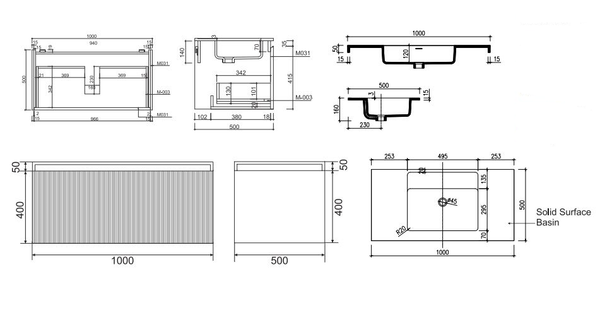 Rimini Potter’s Clay 1000mm Wall Hung Vanity