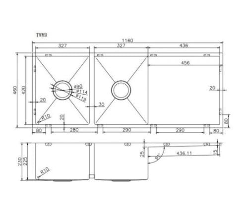 Select 1160 Double bowl sink