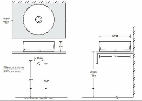 Venezia Round Basin- Ash