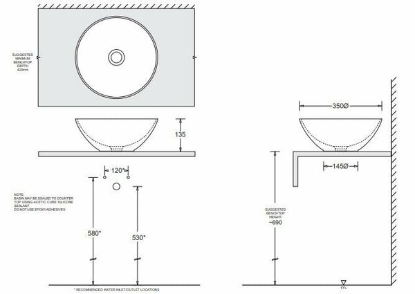 Venezia Round bowl Basin- graphite