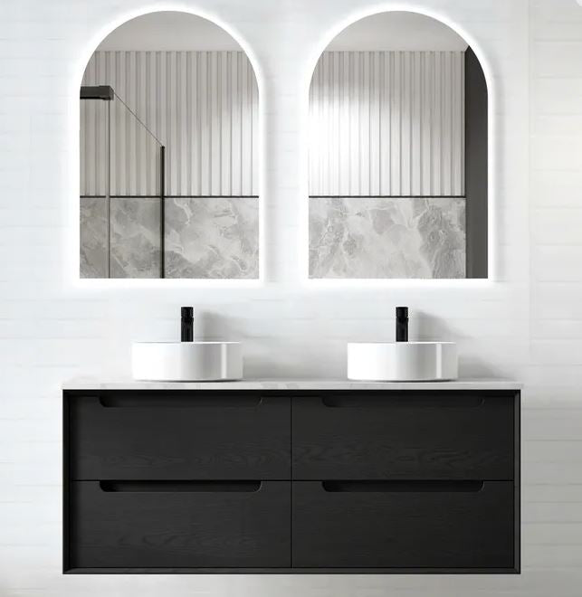 Noah Black Oak 1200mm Double Bowl Wall Hung Vanity