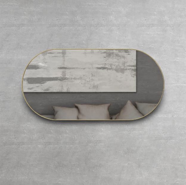 Oval 600 x 1200 Brushed Gold Mirror