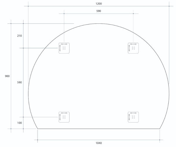 D-Shaped 1200x900 Polished Edge Mirror