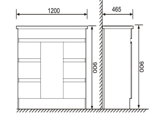 Porta 1200 1 Door 6 Drawers Vanity