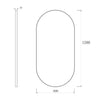 Oval 600 x 1200 Brushed Gold Mirror