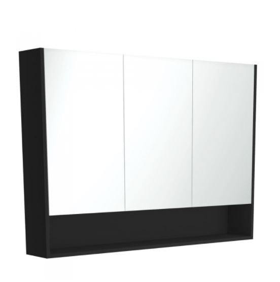 Matte Black Mirror Cabinet With Undershelf 750 - 1200mm - Bayside Bathroom