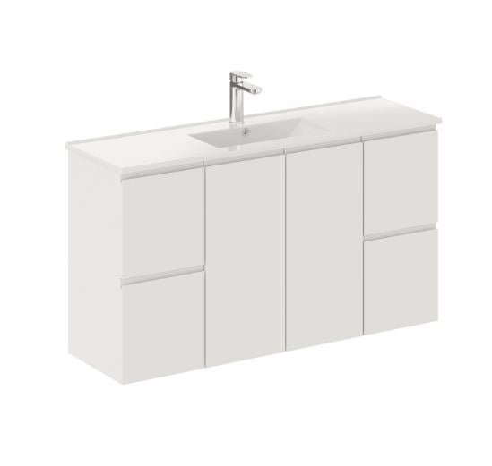 Sammy Narrow Matte White 1200mm Wall Hung Vanity