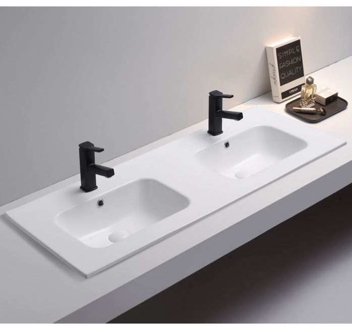 Delta Matte White 1210mm Double Bowl Ceramic Moulded Top