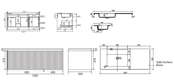 Rimini Potter’s Clay 1200mm Wall Hung Vanity