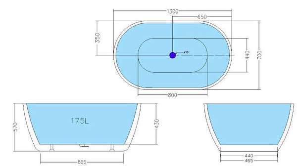 Leslie 1300 Freestanding Bath